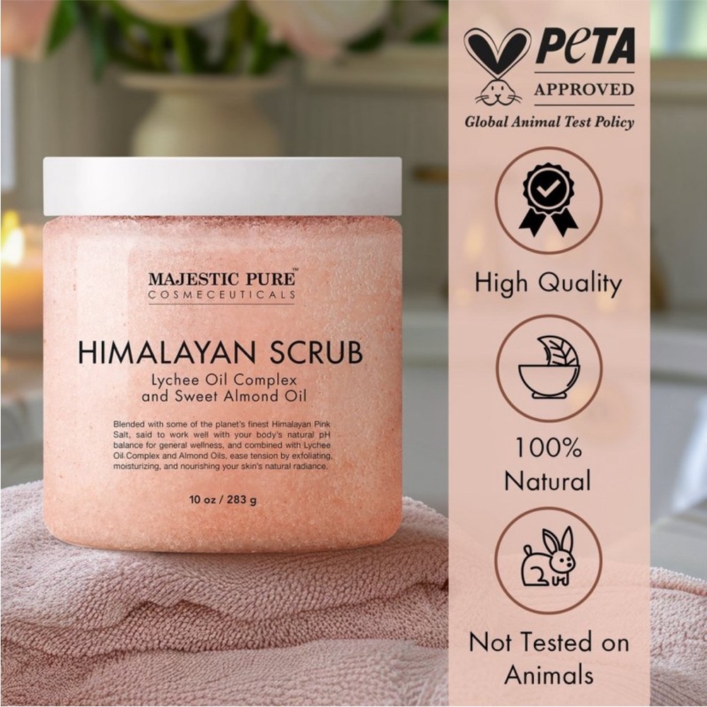 Himalayan Salt Body Scrub with Lychee Oil and Sweet Almond Oil | 10 oz New